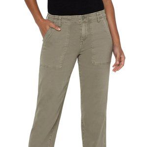 NWT Liverpool Utility Crop Cargo Pant With Cinched Leg 26in Inseam In Pewter Gre